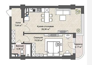 Продажа квартир: 2 комнаты, 61 м², Орто-Сай с. Элитка, 9 этаж, ПСО (под самоотделку) — 2
