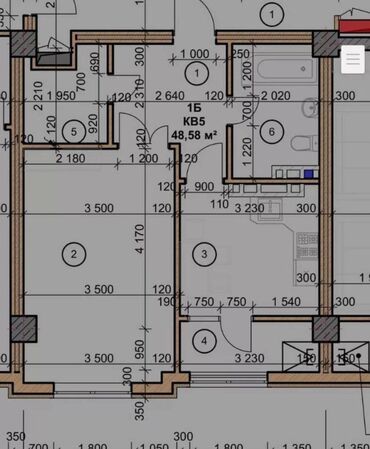 Продажа домов: 1 комната, 45 м², Элитка, 6 этаж, ПСО (под самоотделку)