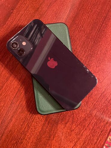 işlənmiş ucuz telefon: IPhone 12, 64 GB, Black Titanium, Face ID, Qırıq