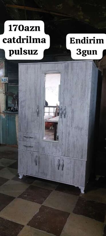 Dolablar: Yeni, Kupe, 3 qapılı Düz dolab, Qarderob, paltar dolabı, Azərbaycan — 4