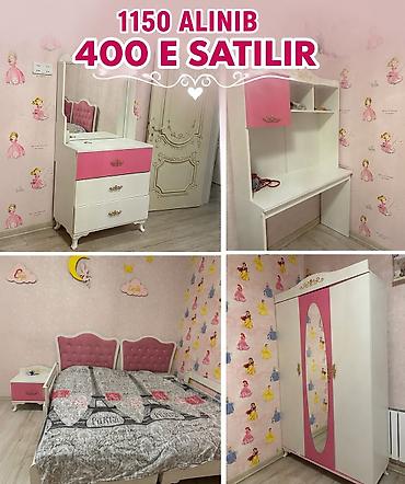 Qız üçün, İşlənmiş, 2 təknəfərlik çarpayı, Yazı masası, Dolab, Termo