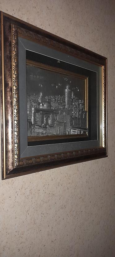 qız resmi: Rəsm tablo – Bakı şəhərinin panoraması (Qız qalası silueti ilə) - — 4