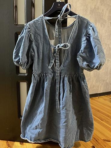 yun don: Denim/qalın pambıq qarışımından qız uşaqları üçün paltar. S-M olchu — 2
