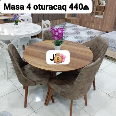 Qonaq otağı dəstləri: Yeni, Yumru masa, 4 stul