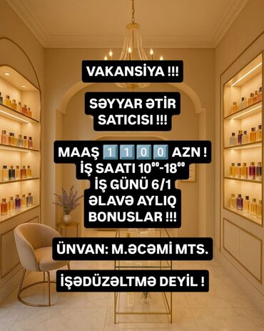 tarot kartları satışı: Satış məsləhətçisi tələb olunur, Yalnız qadınlar üçün, 18-29 yaş, Təcrübəsiz, Gündəlik ödəniş