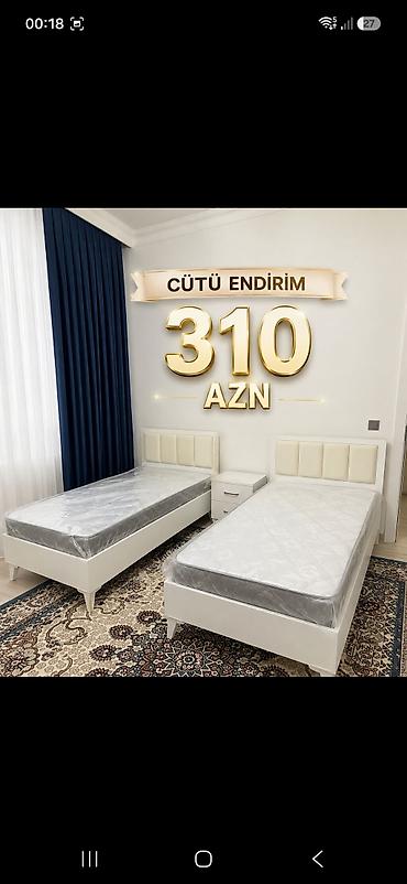 lövhə ayaqlı: İki nəfərlik yataq dəsti təqdim olunur. Dəstə 2 ədəd tək nəfərlik — 1