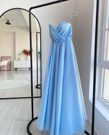голубое вечернее платье в пол: Вечернее платье, Классическое, Длинная модель, С рукавами, S (EU 36)