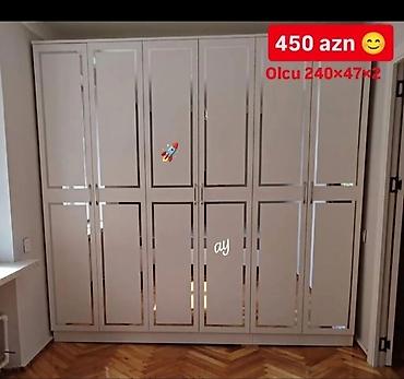 ag saat: Ağ rəngli çoxbölməli paltar şkafı - Ölçü: 240 × 47 × 2 (şəkildə — 1