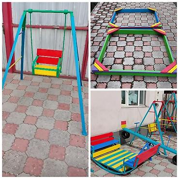 Детские качели: Домикигорки качели, скамейки комплект две скамейки и один стол — 6