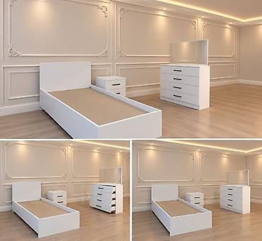 Ağ rəngli minimalist yataq otağı dəsti Tərkib: - Tək nəfərlik çarpayı