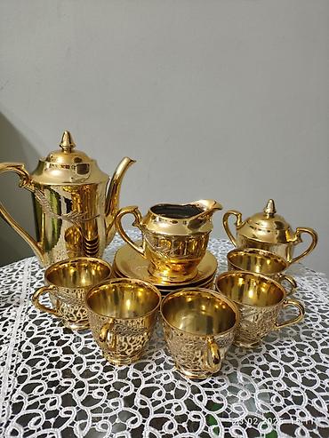 cay servisi: Çay dəsti, rəng - Qızılı, Metal — 3