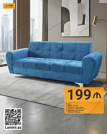 Məhsul: Divan (Kod: 2654) - Ölçü: 210 sm - Mexanizm: Açılan, bazalı