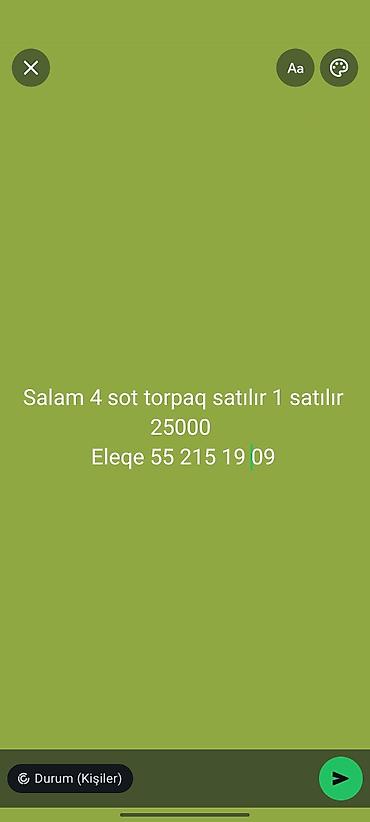 sagan torpaq satilir: 4 sot — 1