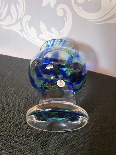 Ostali antikviteti: Svecnjak rucni rad tkz morsko staklo Bjorna Ramela Svedska iz 70ih — 15