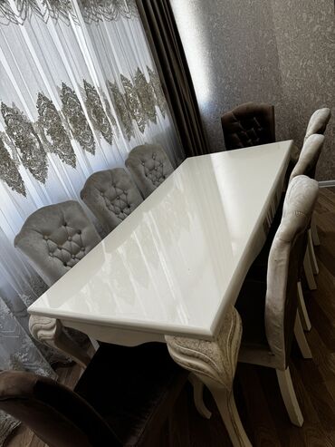 Masa və oturacaq dəstləri: Qonaq otağı üçün, İşlənmiş, Açılmayan, Dördbucaq masa, 8 stul -da lalafo.az — 6 Masa və oturacaq dəstləri: Qonaq otağı üçün, İşlənmiş, Açılmayan, Dördbucaq masa, 8 stul — 6