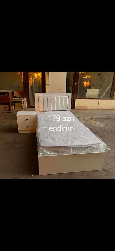 tumbalar: Ağ rəngli tək nəfərlik çarpayı dəsti: - Yataq bazalı konstruksiya — 1