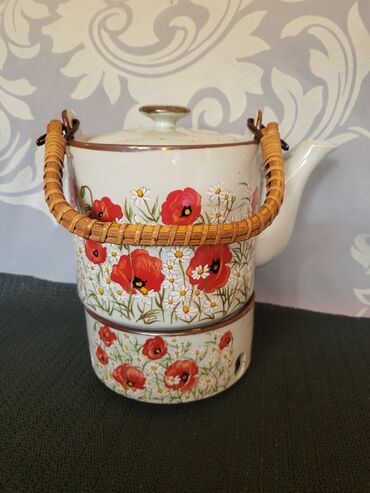 Čajnici: Cajnik nov sa gorionikom kameni porcelan iz 70,80ih god. Cajnik sa — 3