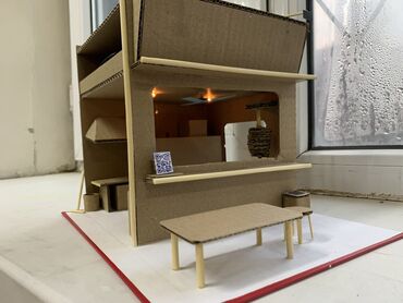 Игрушки: Продаю макет, мини закусочной шаурма из картона с зарядкой подсветкой — 3