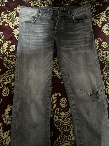 джинсы на резинке мужские: Джинсы L (EU 40), цвет - Серый