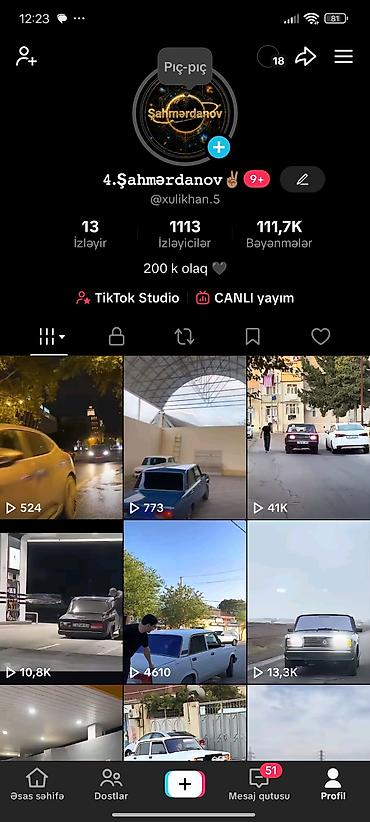 avtomobil az zil 130: TikTok hesabı təqdim olunur. Hesab adı: **4.Şahmərdanov✌🏻** — 1