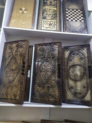 Nərdlər: Əl işı ilə oyma naxışlı taxta nərd/şahmat lövhələri.Daşı,Zəri və — 2