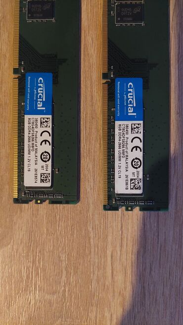 Процессоры: Оперативная память (RAM) Crucial, 16 ГБ, 2666 МГц, DDR4, Для ПК, Б/у