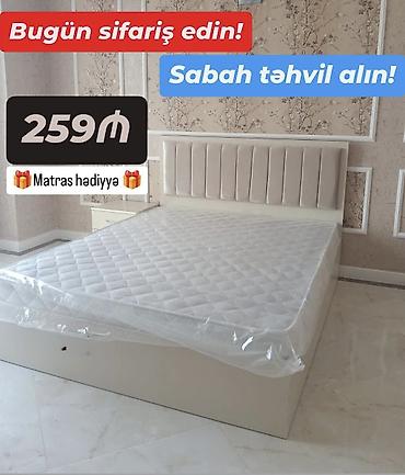 Mebel dəsti – yumşaq başlıqlı, müasir dizaynlı iki nəfərlik çarpayı. -