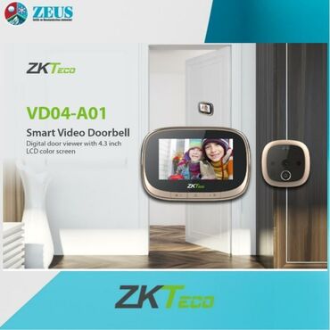 lcd: ZKTeco VD04-A01 Smart Video Doorbell – Rəqəmsal qapı gözləyicisi