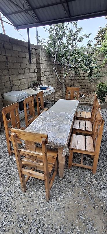 Садовая, уличная мебель: Taxta bağ dəsti – masa və 8 ədəd stul - Material: tam taxta, qalın və — 2