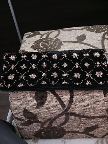 Çantalar: Qara məxmər qadın əl clutçu - Material: yumşaq, parlaq məxmər (qara) — 3