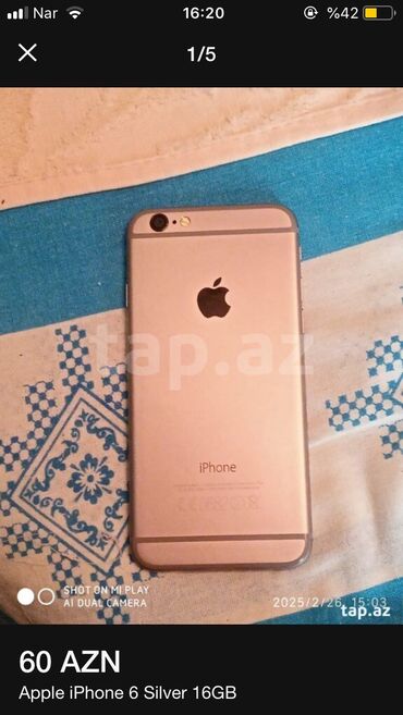 ayfon 16 qiymeti: IPhone 6, < 16 GB, Desert Titanium, Barmaq izi