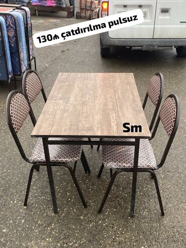 kafe üçün stol stul: Для кухни, Новый, Квадратный стол, 4 стула