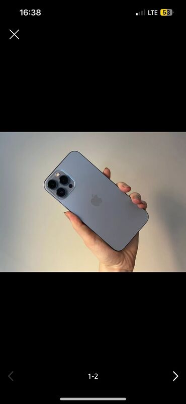 чехол айфон 13 про макс: IPhone 13 Pro, Колдонулган, 128 ГБ, Көк, Куту, Коргоочу айнек, Каптама, 80 %