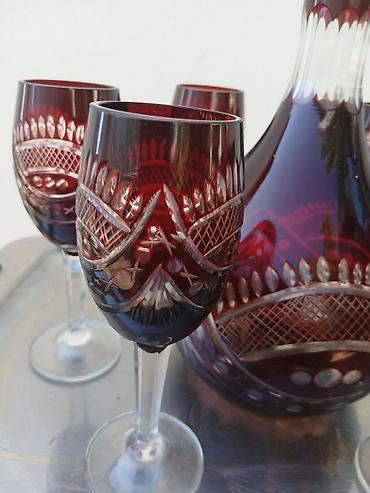 Kompleti posuđa: Kristalni set za liker/vino – rubin crveno, brušeni kristal - Komplet — 2