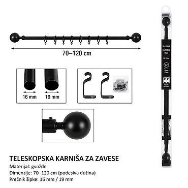 KMT Kuka za zavese sa bočnim produžetkom (crna sa zlatnim premazom)
