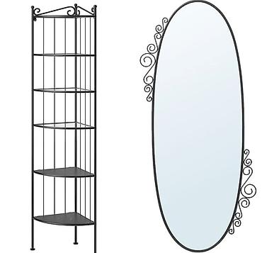 standing mirror: ПРОДАЁТСЯ Металлический комплект для дома: угловой стеллаж + настенное — 1
