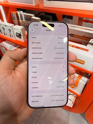 i̇phone s: IPhone 16 Pro, 256 GB, Natural Titanium, Zəmanət — 4