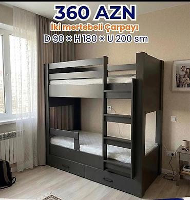 uşaq otaqı: İki mərtəbəli çarpayı – 360 AZN Ölçülər: D 90 × H 180 × U 200 sm - — 1