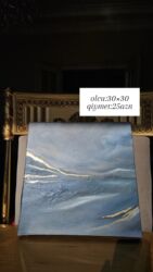 Şəkillər, tablolar: Əl işi rəsm tabloları – akril boya ilə kətan üzərində. 1) Ağ çiçəklər — 4