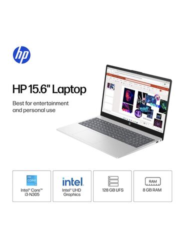 Ноутбуки: Ноутбук, HP, 8 ГБ ОЗУ, Intel Core i3, 15.6 ", Новый, Для несложных задач, память SSD