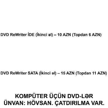 Digər ehtiyat hissələri: Kompüter və Notebook üçün DVD ReWriter-lər SAYLA ALANA VƏ USTALARA — 2