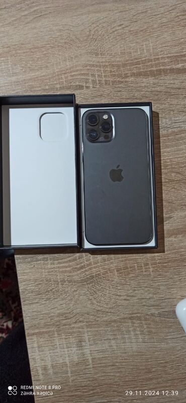 Apple iPhone: IPhone 12 Pro Max, 128 GB, Qara, Simsiz şarj, Face ID