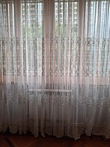 Ev və bağ: Tül pərdə dəsti - Rəng: ağ, şəffaf effektli - Material: incə — 3