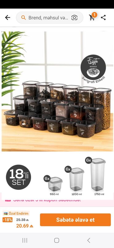 Yemək konteynerləri: Şəffaf plastikdən hazırlanmış, boz rəngli qapaqları olan qida saxlama -da lalafo.az — 8 Yemək konteynerləri: Şəffaf plastikdən hazırlanmış, boz rəngli qapaqları olan qida saxlama — 8