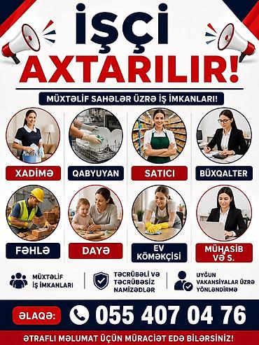 bag evinde is: İşçi axtarılır – müxtəlif sahələr üzrə vakansiyalar Aşağıdakı — 1