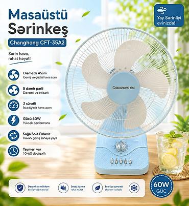 vintilyatır: Masaüstü sərinkeş "Changhong CFT 35A2" 50sm 3 Sürətli 5 Pərli 60W . ❄️ — 1