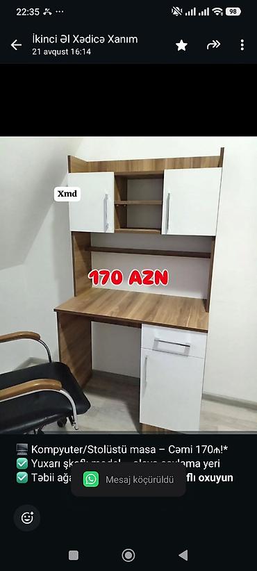 🖥️ Kompyuter/Stolüstü masa – Cəmi 170₼!* ✅ Yuxarı şkaflı model – — 1