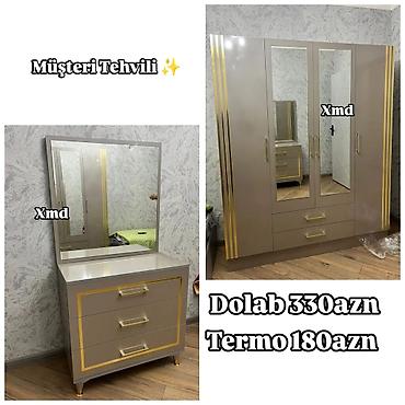 termo kamot: Yataq otağı mebel dəsti - 4 qapılı dolab: ortada iki aynalı qapı — 1