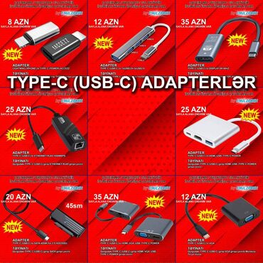 hdmi kabel telefon: Type-C/USB-C Adapterlər 🚚Metrolara və ünvana çatdırılma var