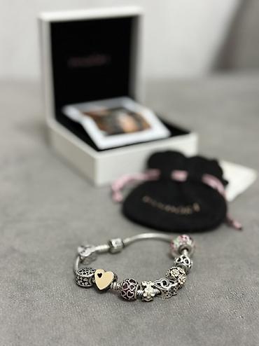 Браслет Pandora 925 проба с набором оригинальных шармов (9 шт)